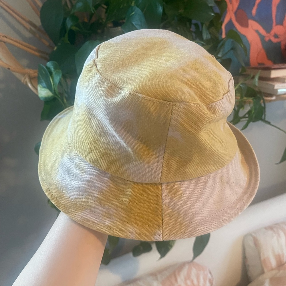 Free People Yellow and Cream Bucket Hat